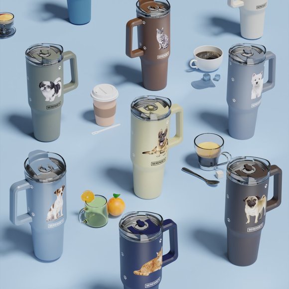 Fundrasier - Schnauzer SERENGETI 40 Oz Ultimate Tumbler with Handle & Straw - Picture 10 of 14